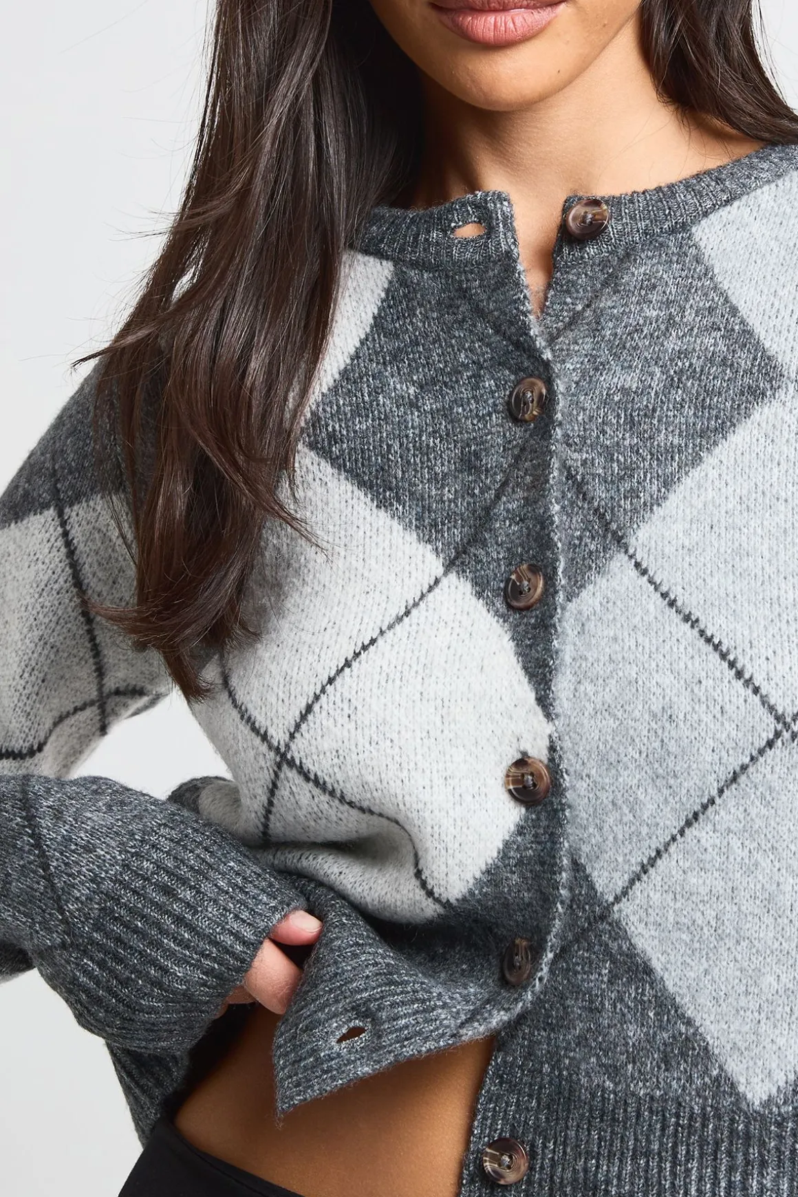 Cardigan Court En Maille À Motif Argyle