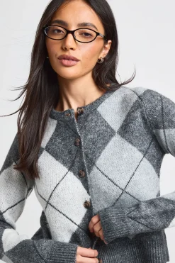 Cardigan Court En Maille À Motif Argyle