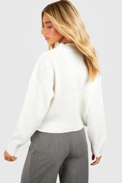 Cardigan court en maille épaisse