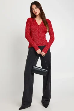 Cardigan court en maille scintillante
