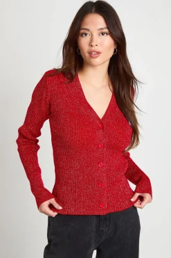 Cardigan court en maille scintillante