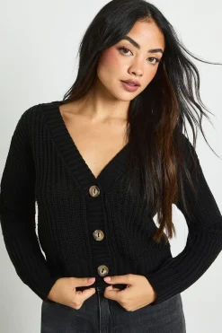 Cardigan Cropped Tricoté Épais