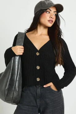 Cardigan Cropped Tricoté Épais