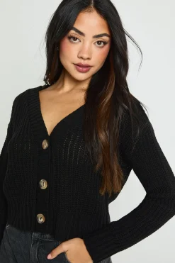 Cardigan Cropped Tricoté Épais