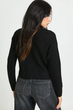 Cardigan Cropped Tricoté Épais