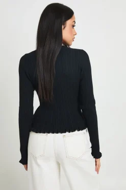 Cardigan Côtelé À Bords Ondulés