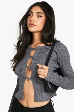 Cardigan Côtelé À Détail Crochet