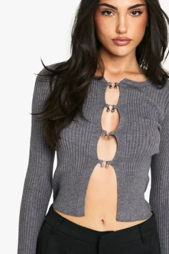 Cardigan Côtelé À Détail Crochet