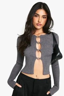 Cardigan Côtelé À Détail Crochet