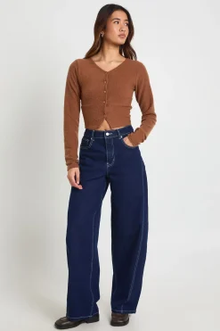 boohoo Cardigan Côtelé En Laine À Boutonnage Sur Le Devant<Femme Tops D’Automne|Tops