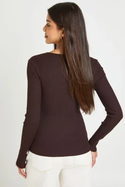 boohoo Cardigan Côtelé En Maille Douce<Femme Looks Chocolat|Pulls Et Gilets