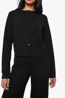 Cardigan côtelé et pantalon à jambes larges coordonné