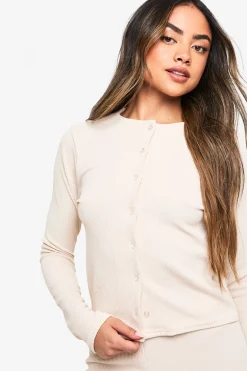 Cardigan côtelé et pantalon à jambes larges coordonné