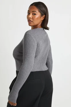 boohoo Cardigan Côtelé Grande Taille Avec Détail D'agrafes<Femme Pulls Et Gilets|Toutes Les Mailles