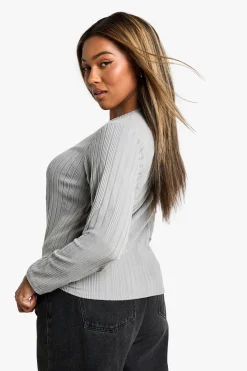 Cardigan Côtelé Grande Taille à Boutons