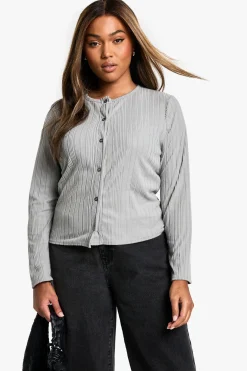 Cardigan Côtelé Grande Taille à Boutons