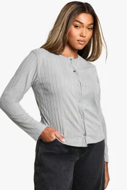 Cardigan Côtelé Grande Taille à Boutons