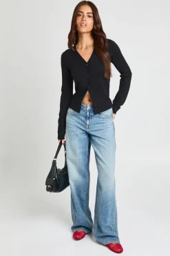 boohoo Cardigan Côtelé À Ourlet Froncé<Femme Pulls Et Gilets|Toutes Les Mailles