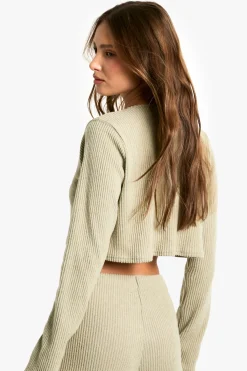 boohoo Cardigan côtelé épais brossé<Femme Pulls Et Gilets|Toutes Les Mailles