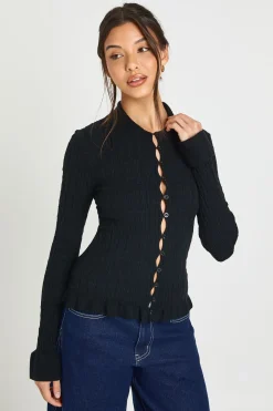 Cardigan Côtelé Texturé À Col