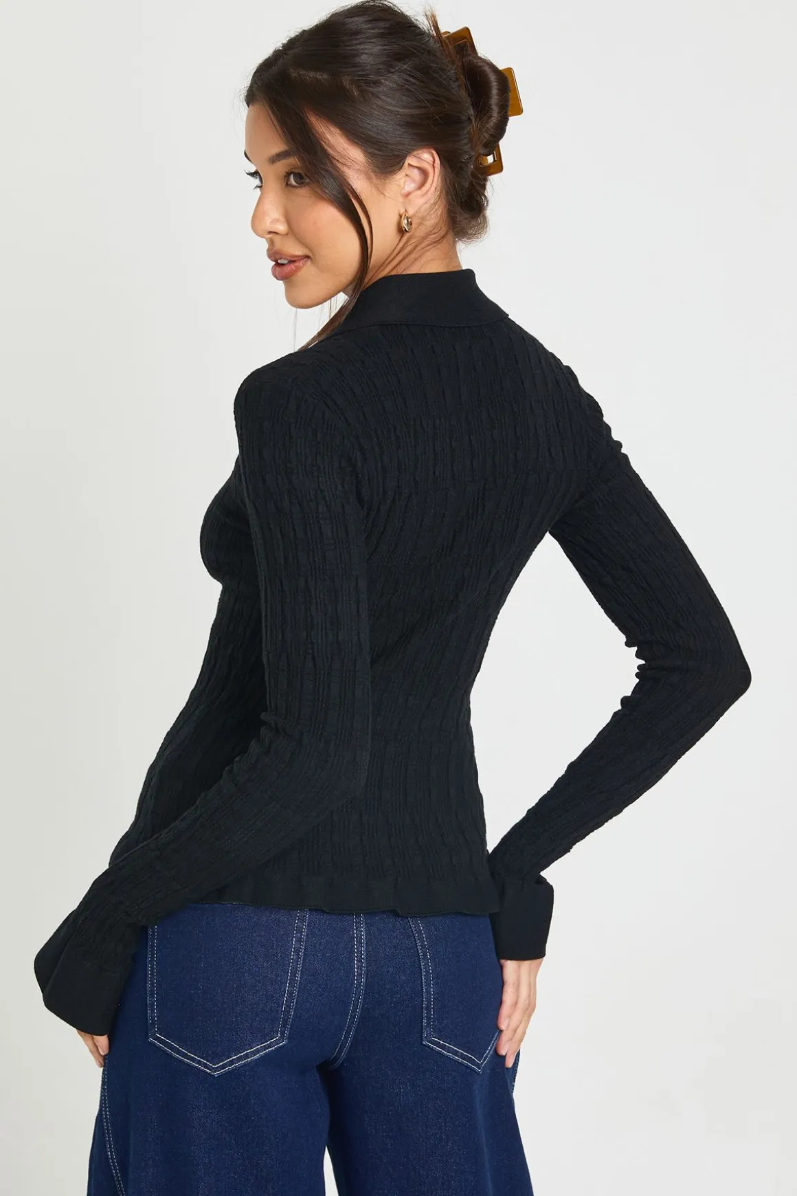 Cardigan Côtelé Texturé À Col