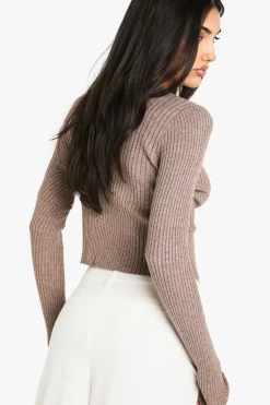 Cardigan à côtes avec détail crocheté
