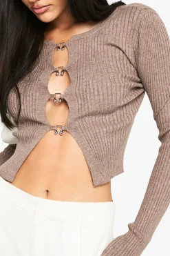 Cardigan à côtes avec détail crocheté