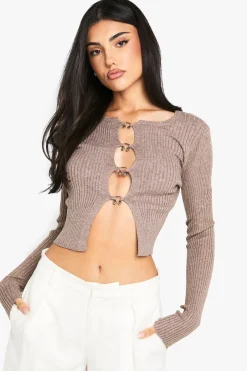 Cardigan à côtes avec détail crocheté