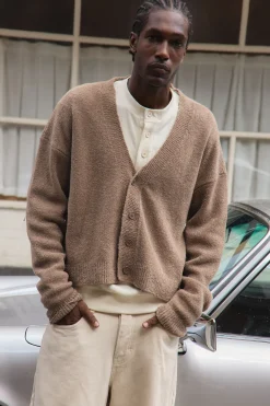 Cardigan Décontracté Ample En Maille Bouclée