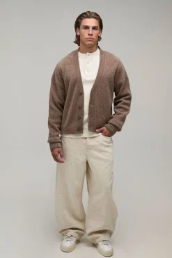 Cardigan Décontracté Ample En Maille Bouclée