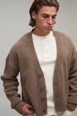 Cardigan Décontracté Ample En Maille Bouclée