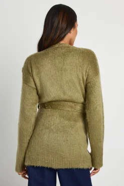 boohoo Cardigan de maternité duveteux à ceinture<Femme Pulls Et Gilets|Toutes Les Mailles