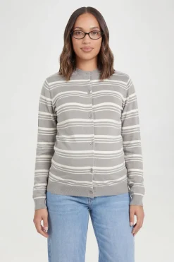 Cardigan De Maternité En Maille Rayée Ultra Douce À Col Rond