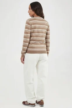 Cardigan De Maternité En Maille À Rayures Col Rond Ultra Doux