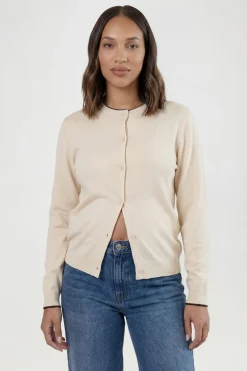 Cardigan De Maternité En Maille Ultra-douce À Col Contrasté