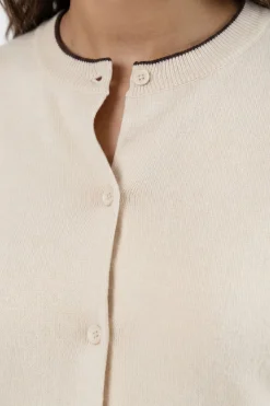 Cardigan De Maternité En Maille Ultra-douce À Col Contrasté