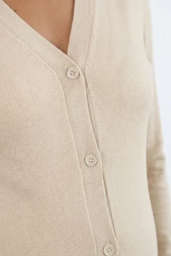 Cardigan De Maternité En Maille Côtelée Avec Ourlet Froncé