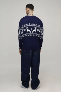 Cardigan de Noël décontracté Fair Isle Grand Renne