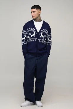 Cardigan de Noël décontracté Fair Isle Grand Renne