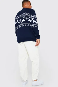 boohooMAN Cardigan de Noël Fair Isle au renne<Homme Maille|Mailles