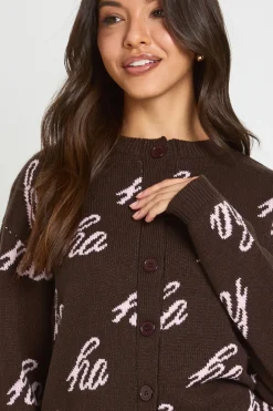 boohoo Cardigan De Noël Oversize Ho Ho Ho<Femme Pulls Et Gilets|Toutes Les Mailles