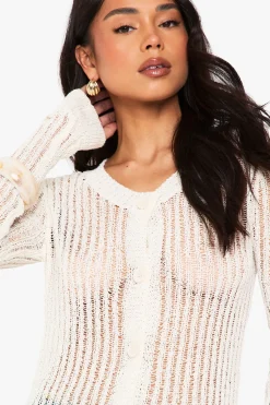 boohoo Cardigan à Détail Ladder<Femme Pulls Et Gilets|Toutes Les Mailles