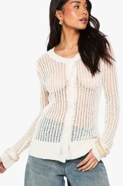 boohoo Cardigan à Détail Ladder<Femme Pulls Et Gilets|Toutes Les Mailles