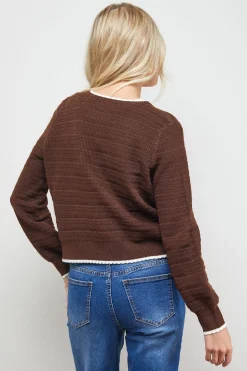 Cardigan à Détails de Liens Contrastés