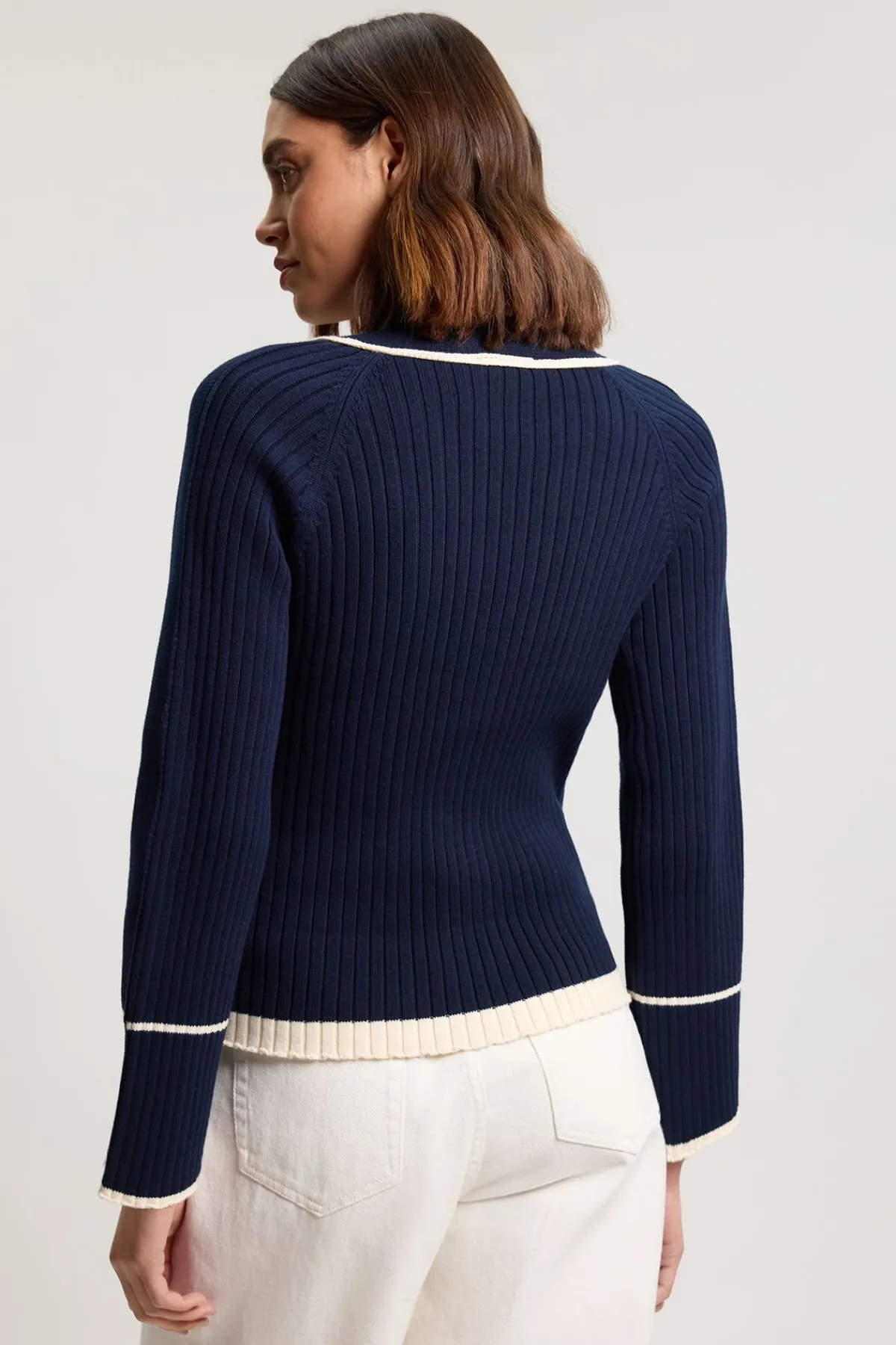 KarenMillen Cardigan En Coton Tricoté À Bords Contrastés<Femme Pulls Et Gilets|Toutes Les Mailles