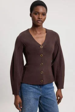 KarenMillen Cardigan En Maille Aspect Laine À Manches Arrondies Volumineuses<Femme Pulls Et Gilets|Toutes Les Mailles