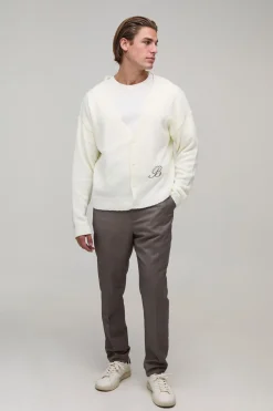 Cardigan En Maille Bouclée Décontracté À Coupe Ample Avec Logo