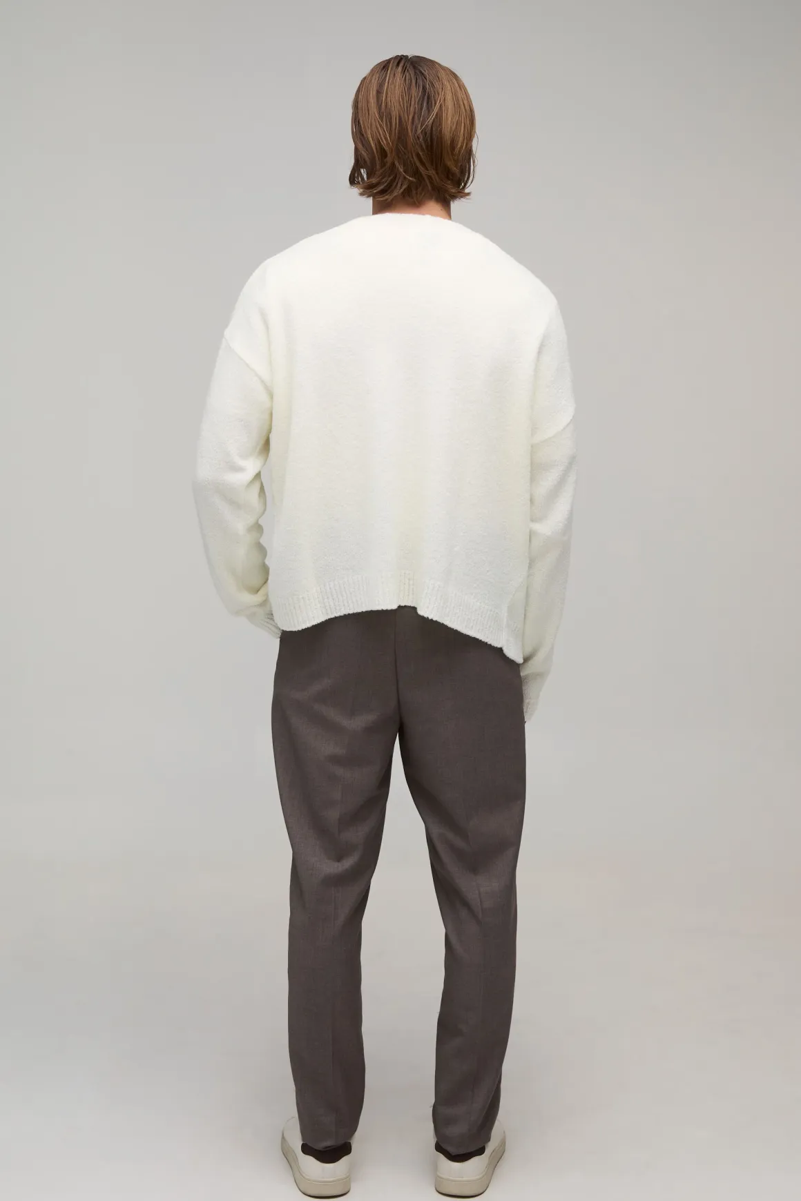 Cardigan En Maille Bouclée Décontracté À Coupe Ample Avec Logo