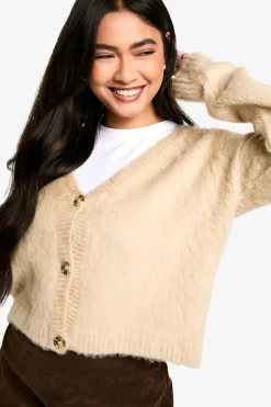 Cardigan en maille brossée à boutons traversants