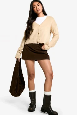 Cardigan en maille brossée à boutons traversants